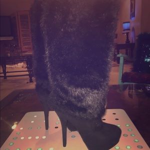 Fur stiletto 4 inch heels